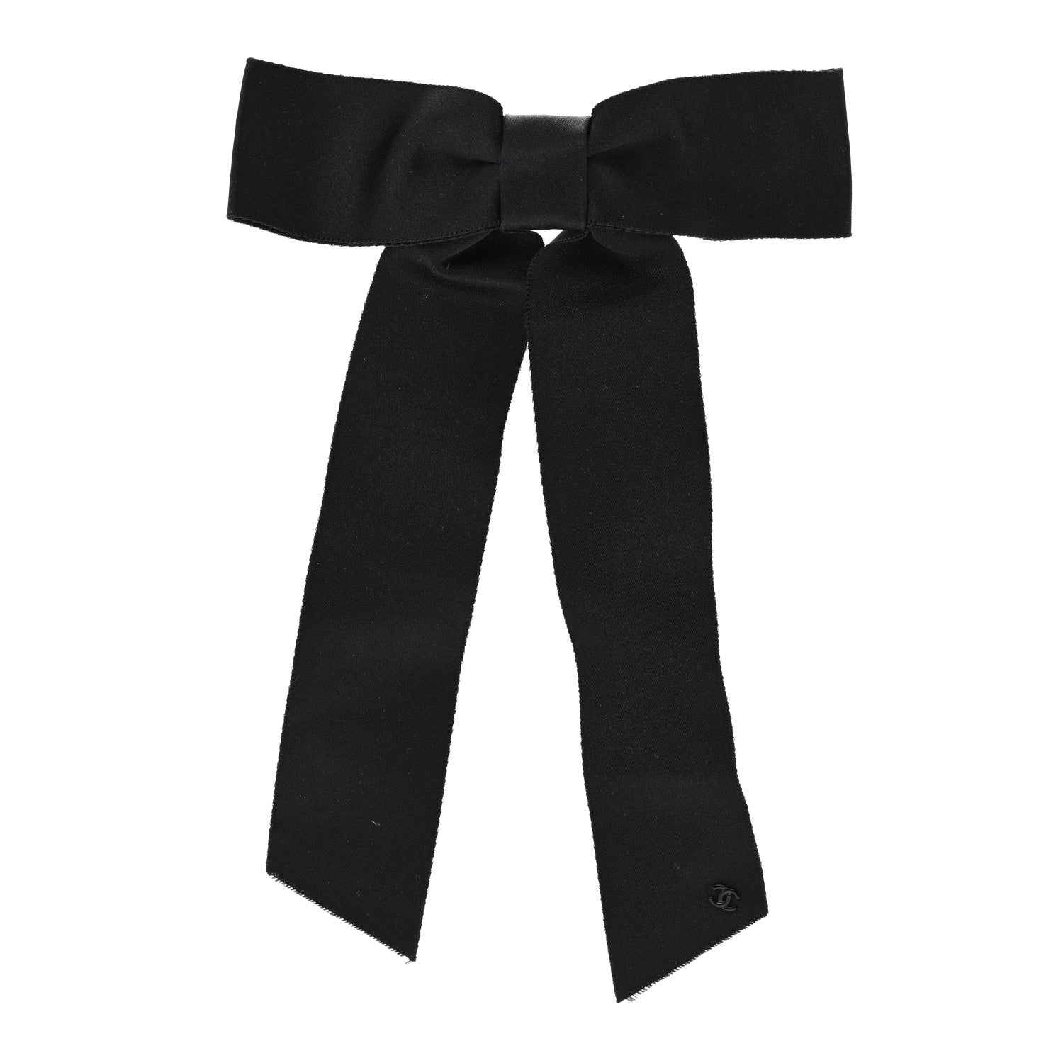 Chanel Satin Bow CC Hair Clip Black 1 of 3