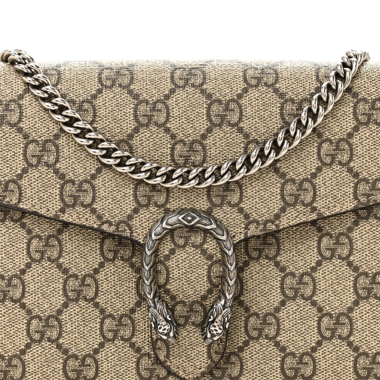 GG Supreme Monogram Mini Dionysus Chain Wallet Beige Taupe