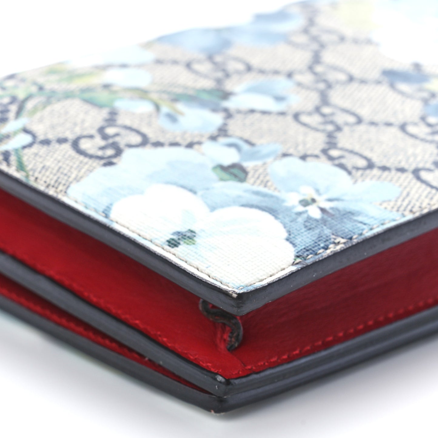 GG Supreme Monogram Blooms Chain Wallet Blue