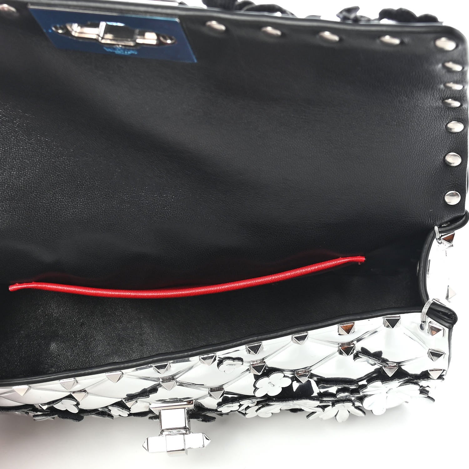 Valentino Garavani Metallic Polymer Small Rockstud Flower Spike It Shoulder Bag Silver 4 of 7