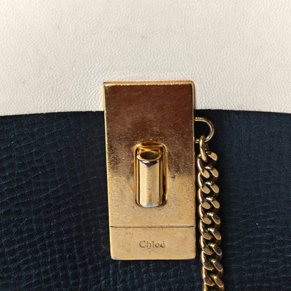 Chloe Grained Calfskin Lambskin Mini Bi-Color Drew Shoulder Bag Black Powder Beige 5 of 7