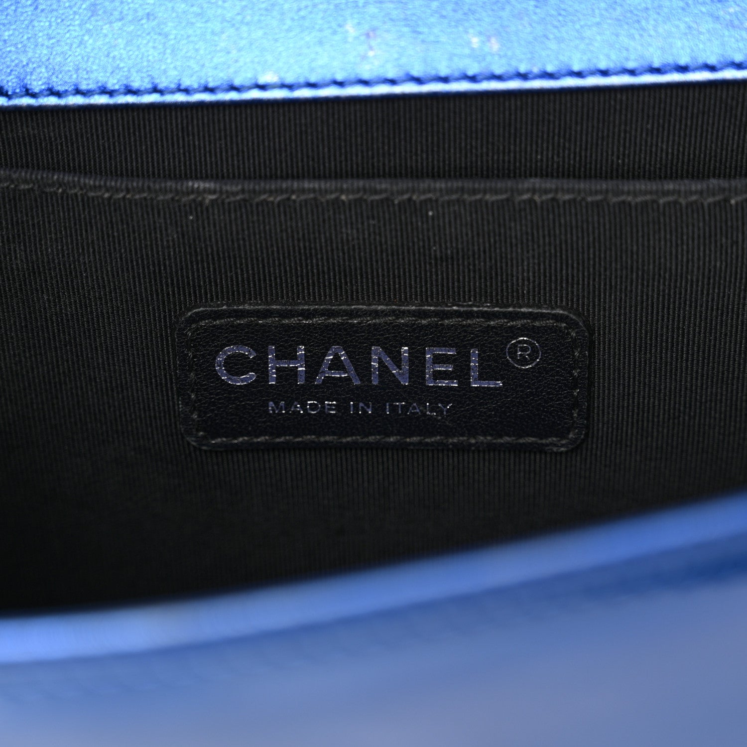 Chanel Metallic Patent Quilted Medium Boy Flap Blue 6 of 18