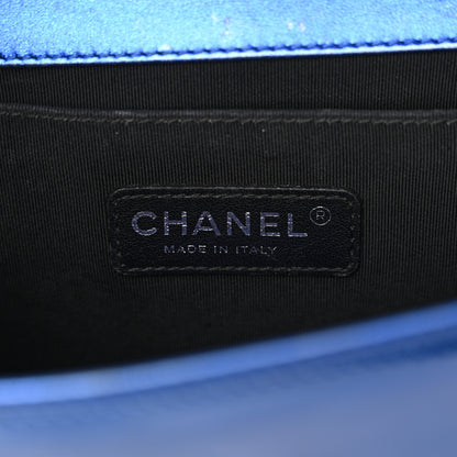 Chanel Metallic Patent Quilted Medium Boy Flap Blue 6 of 18