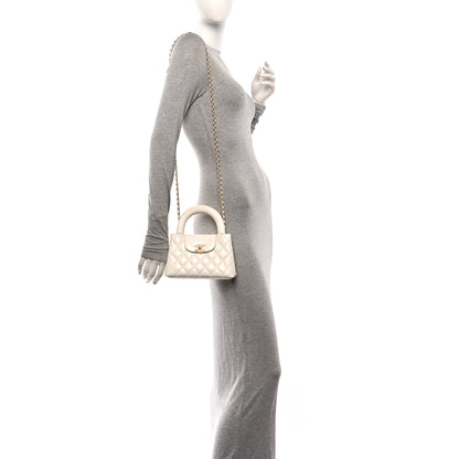 Chanel Shiny Aged Calfskin Quilted Nano Kelly Shopper White 2 of 10