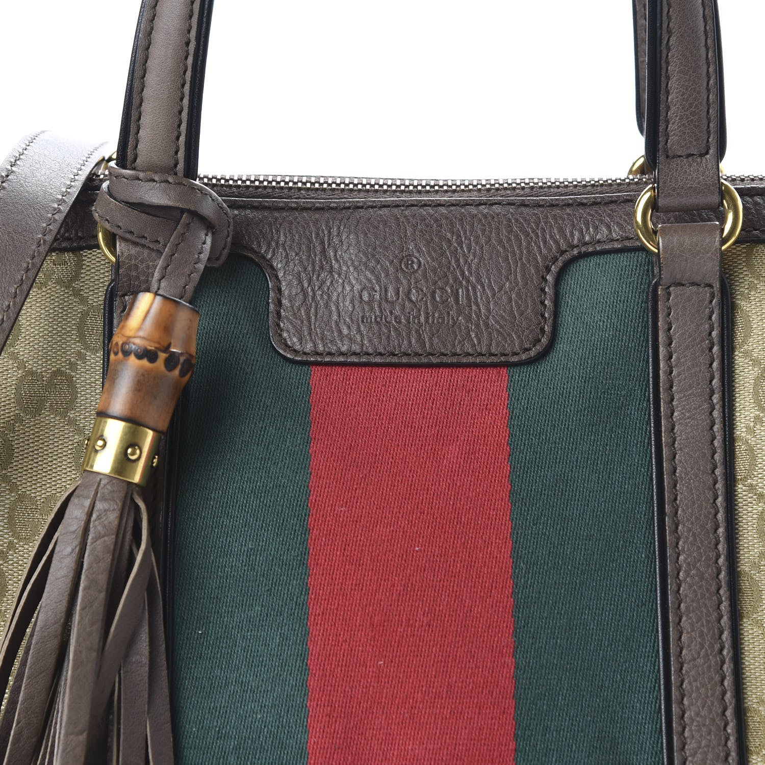 Gucci Monogram Web Rania Top Handle Bag Brown 9 of 9