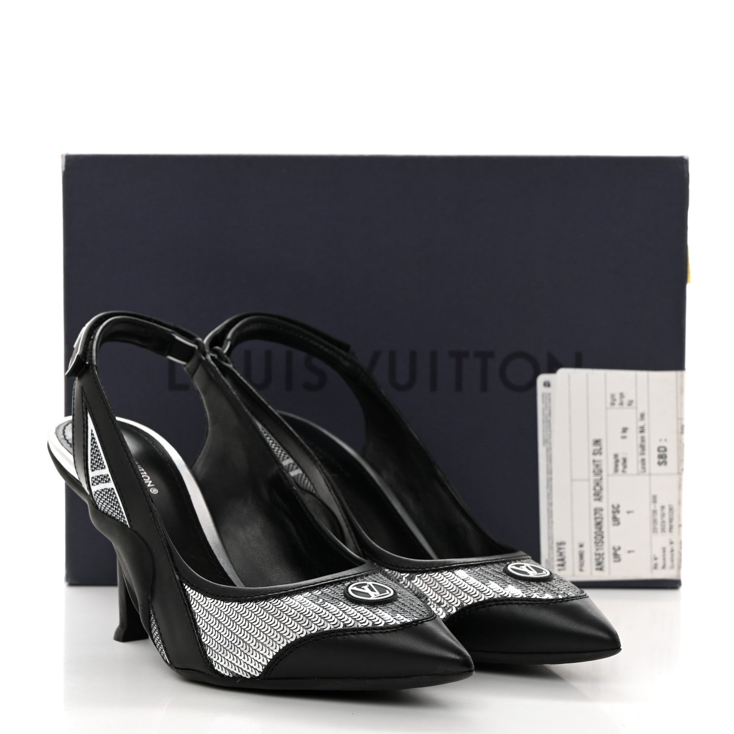 Calfskin Sequin Archlight Slingback Pumps 37 Black