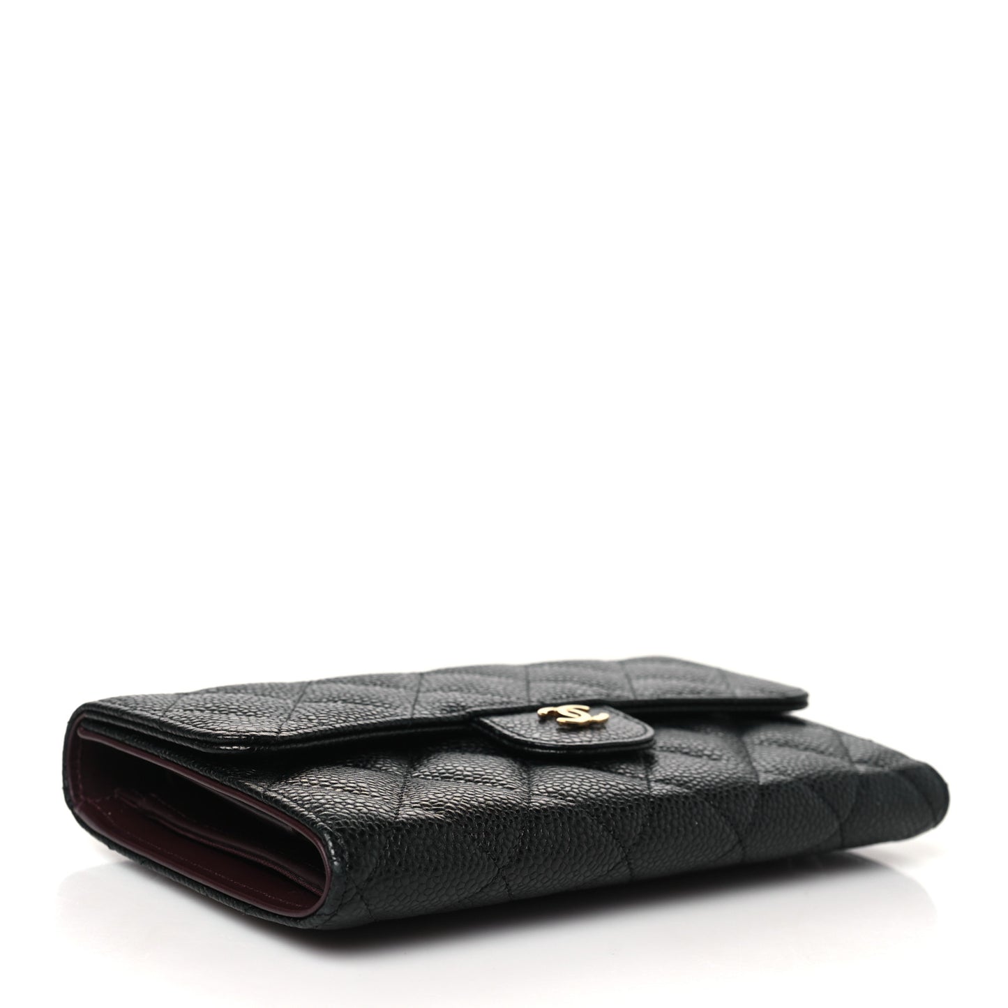 Caviar Quilted Large Flap Wallet Black
