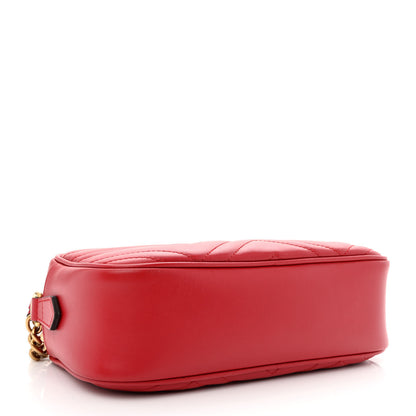 Gucci Calfskin Matelasse Small GG Marmont Chain Shoulder Bag Hibiscus Red 4 of 10