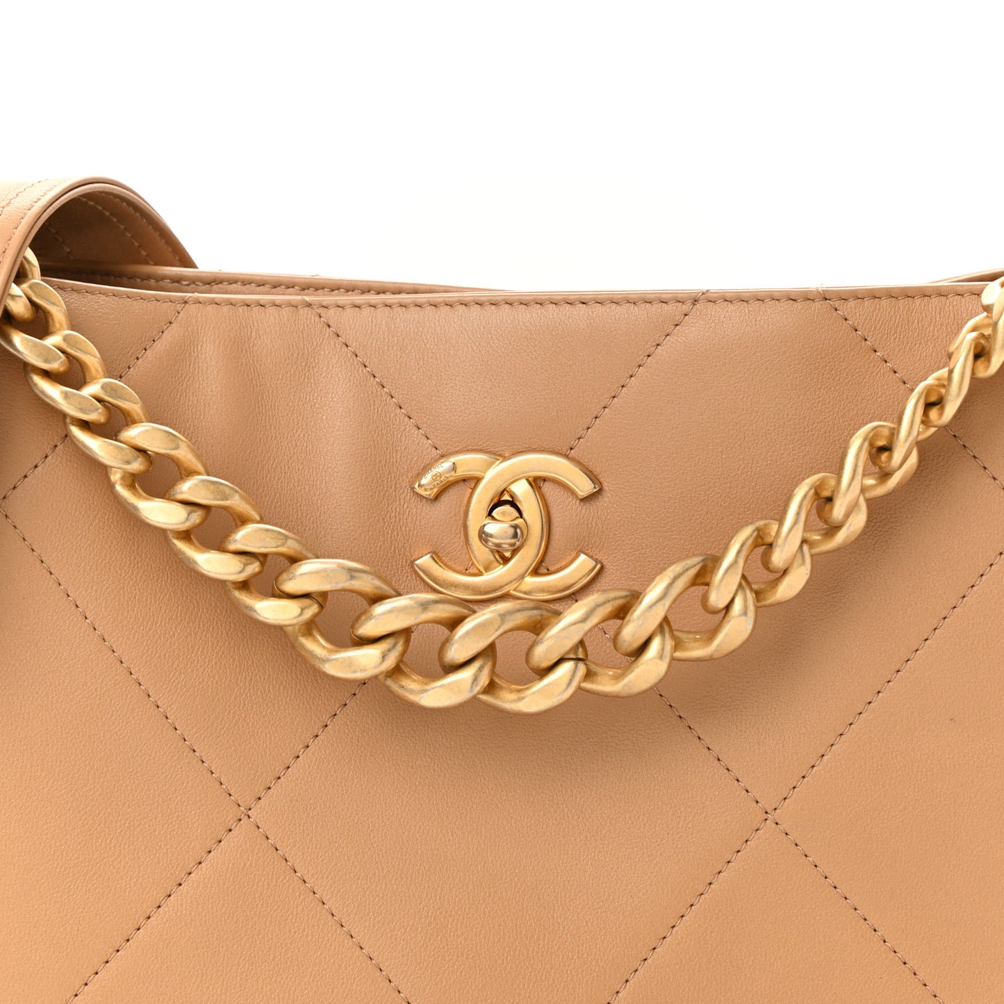 Calfskin Stitched Easy Mood Hobo Beige