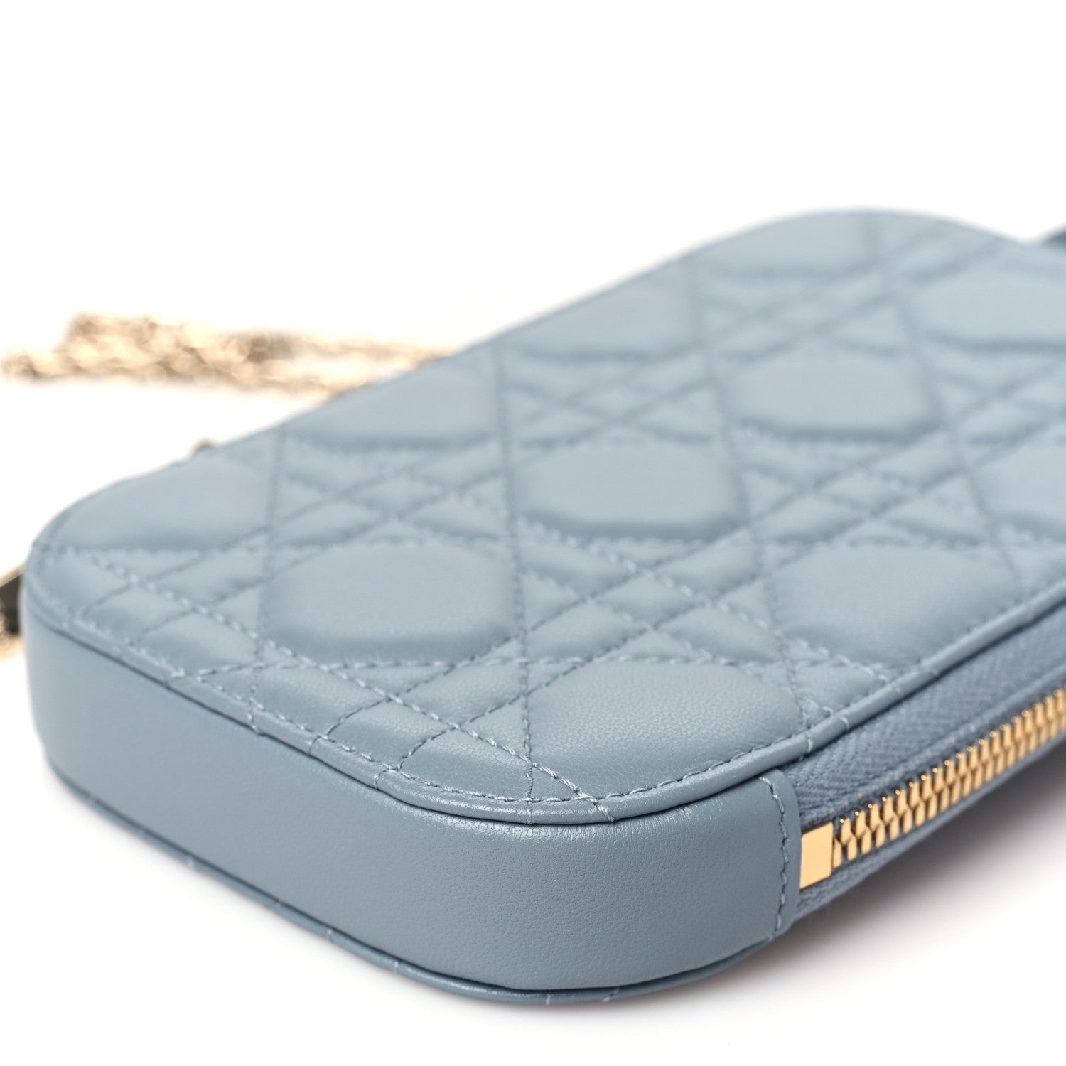Christian Dior Lambskin Cannage Lady Dior Phone Holder Cloud Blue 9 of 10