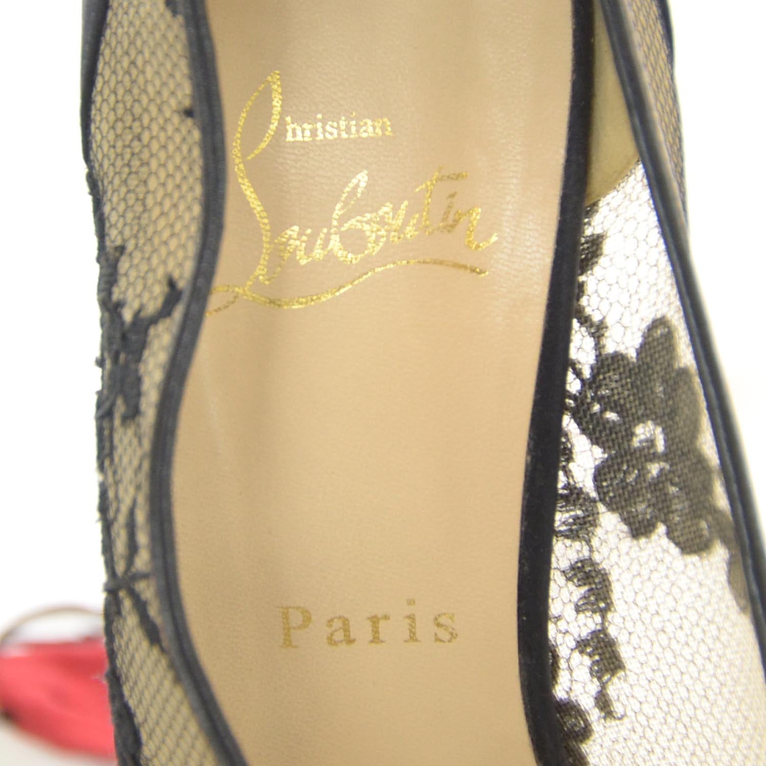 Christian Louboutin Satin Lace Fetilo 120 Platform Peep Toe Pumps 37 4 of 6