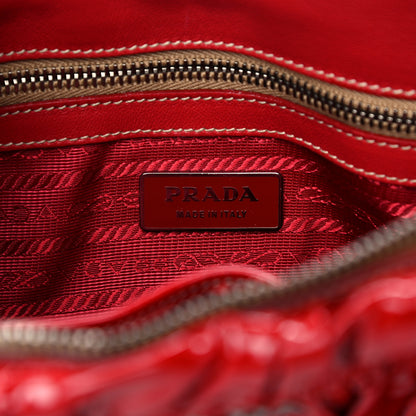 Prada Vernice Gaufre Shopping Satchel Rosso 7 of 13