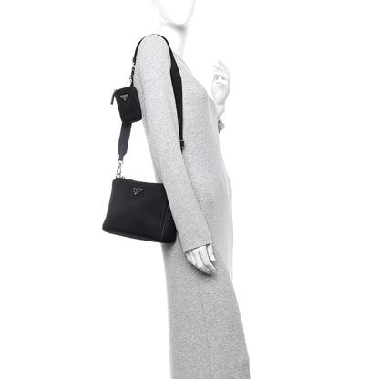 Prada Re-Nylon Saffiano Travel Brique Crossbody Bag Black 2 of 14