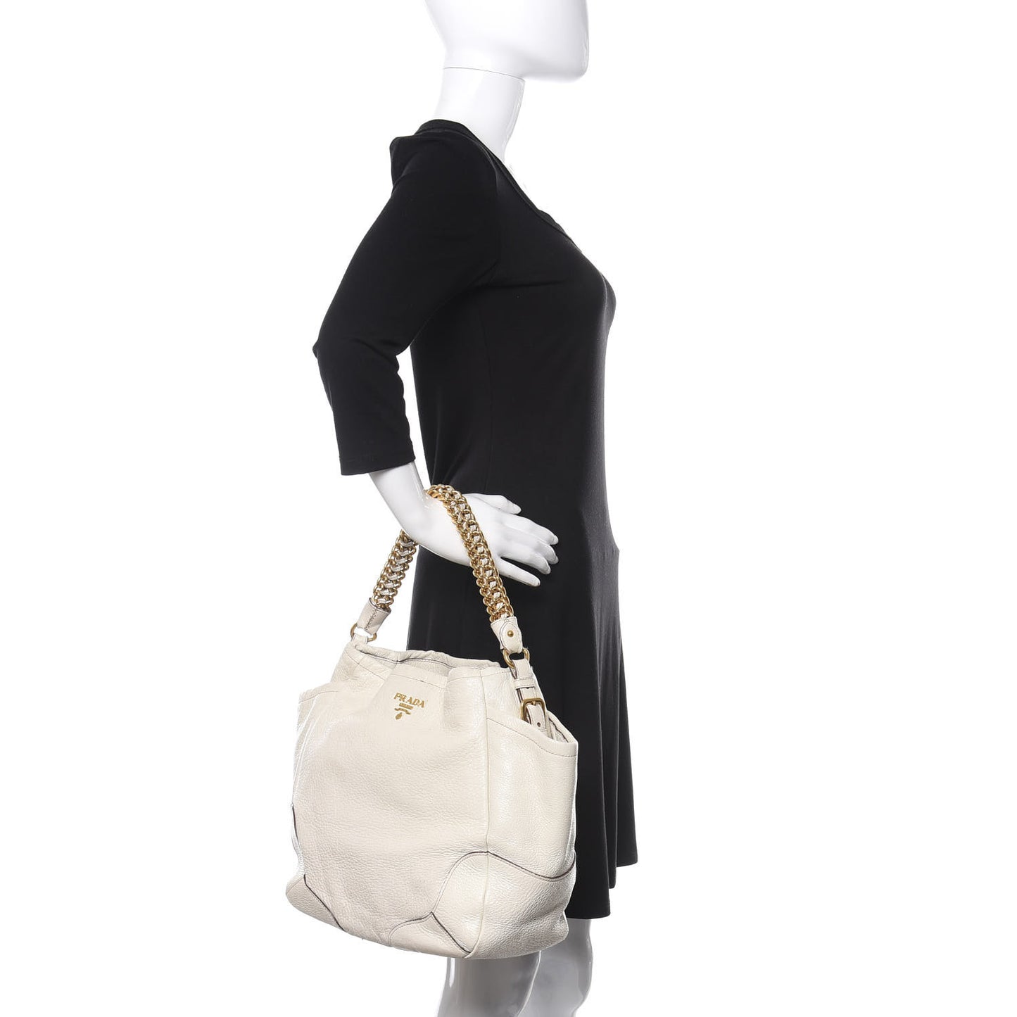 Cervo Lux Chain Shoulder Bag Talco