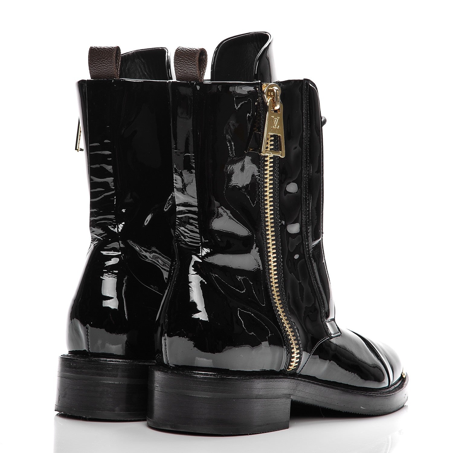 Louis Vuitton Patent Calfskin Monogram Macadam Ranger Combat Boots 38.5 Black 4 of 9