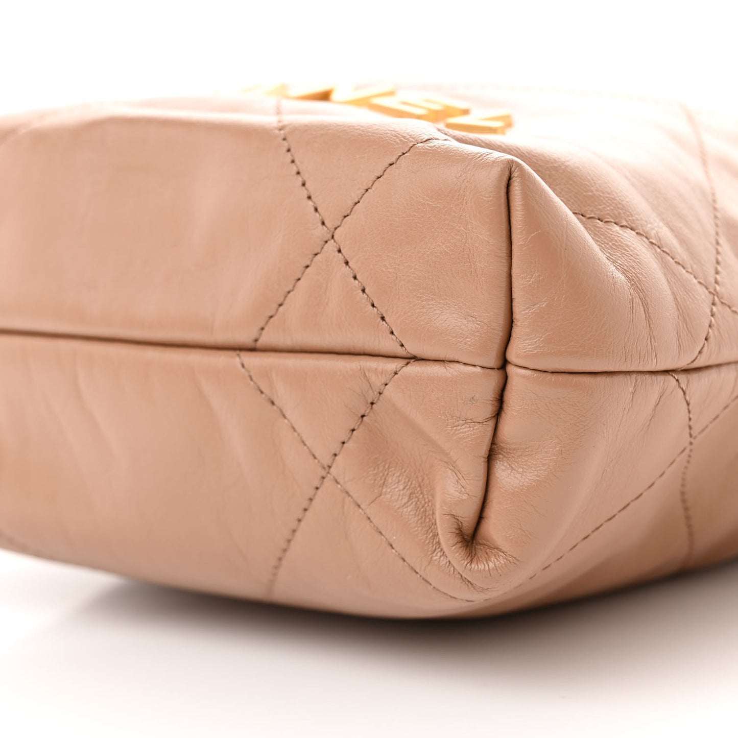 Shiny Calfskin Quilted Mini Chanel 22 Dark Beige