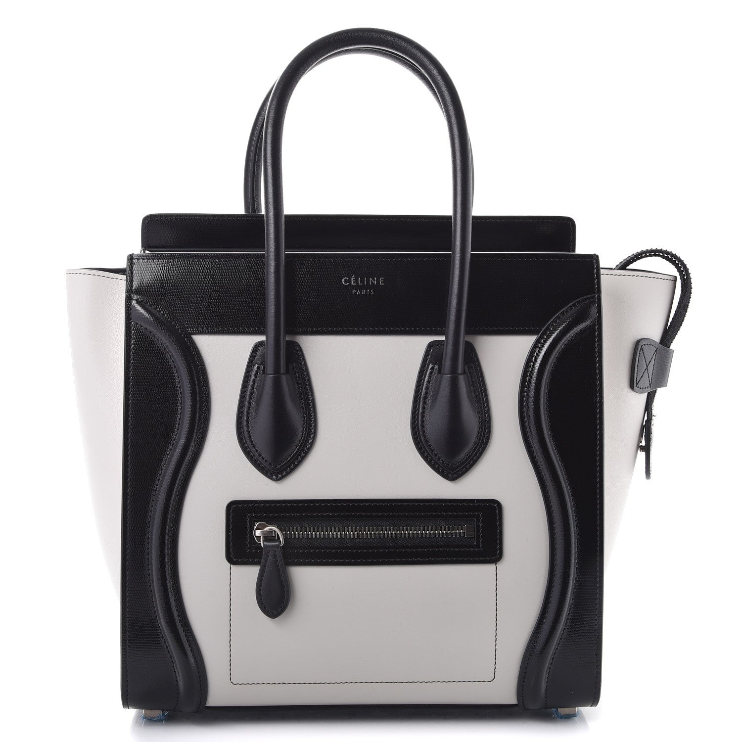 Celine Sleek Calfskin Micro Bi-Color Luggage Black White 1 of 8