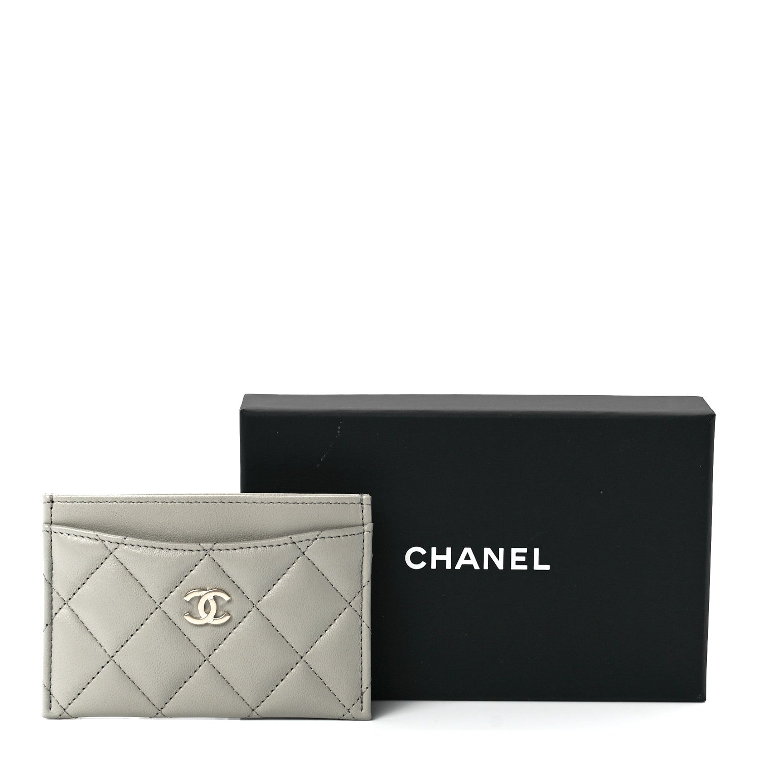 Chanel Lambskin Quilted Card Holder Grey 13 of 13