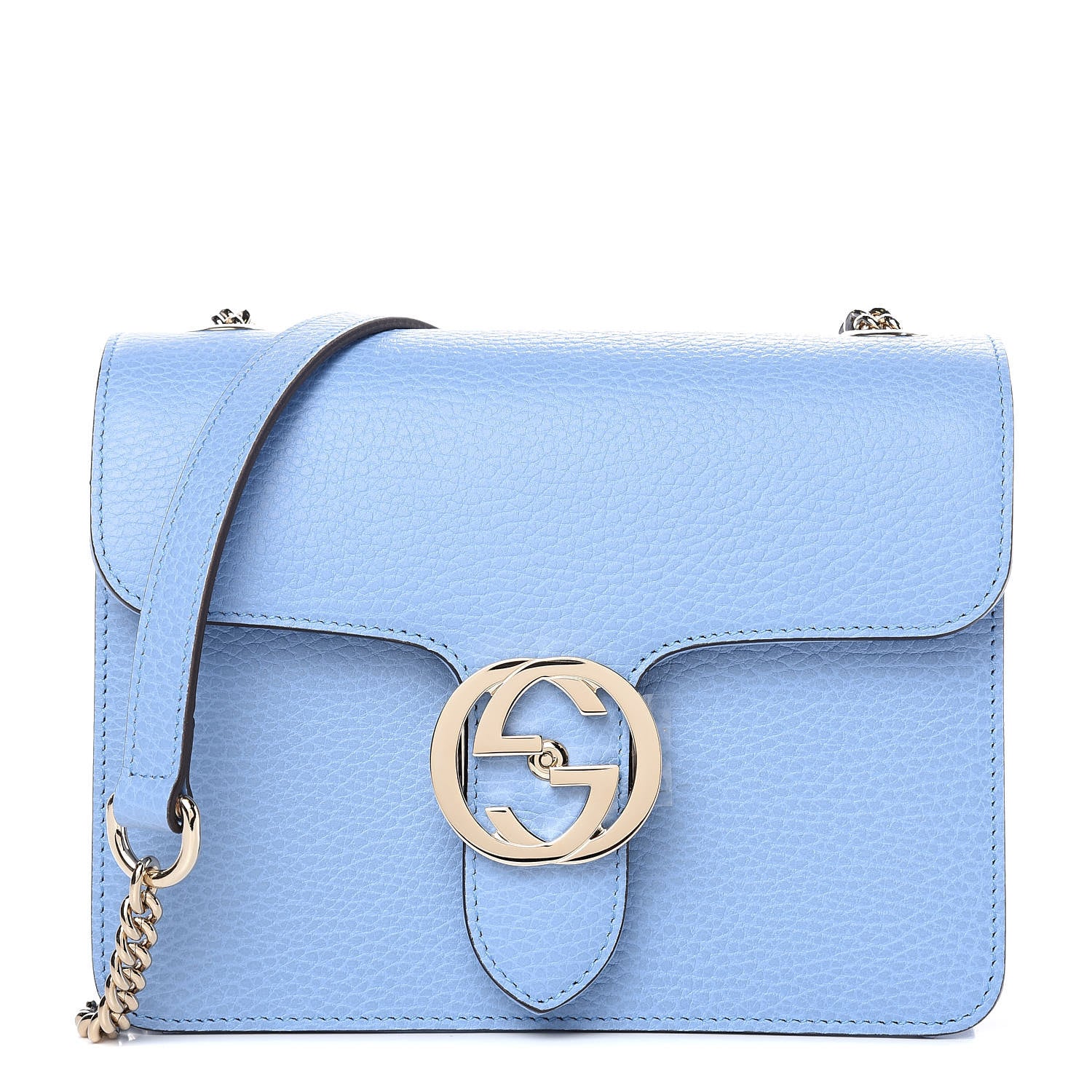 Gucci Dollar Calfskin Small Interlocking G Shoulder Bag Mineral Blue 1 of 9