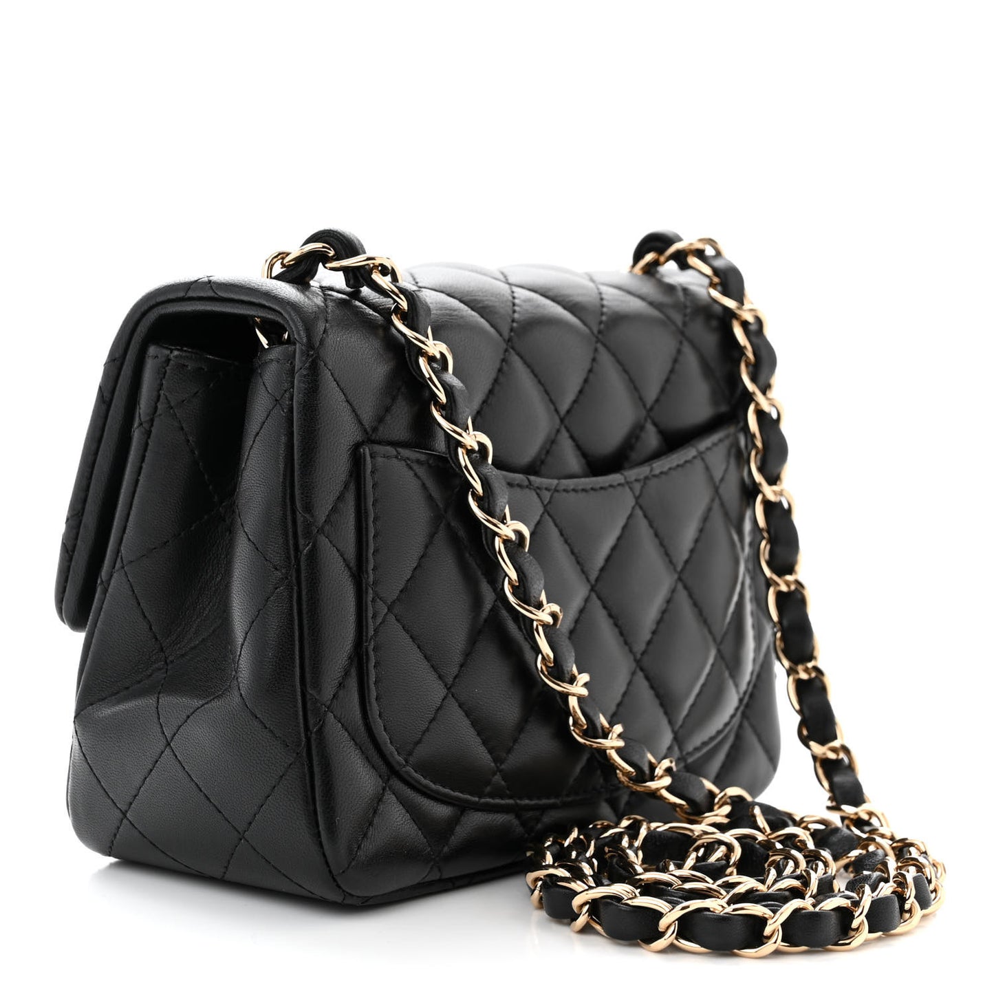 Lambskin Quilted Mini Square Flap Black