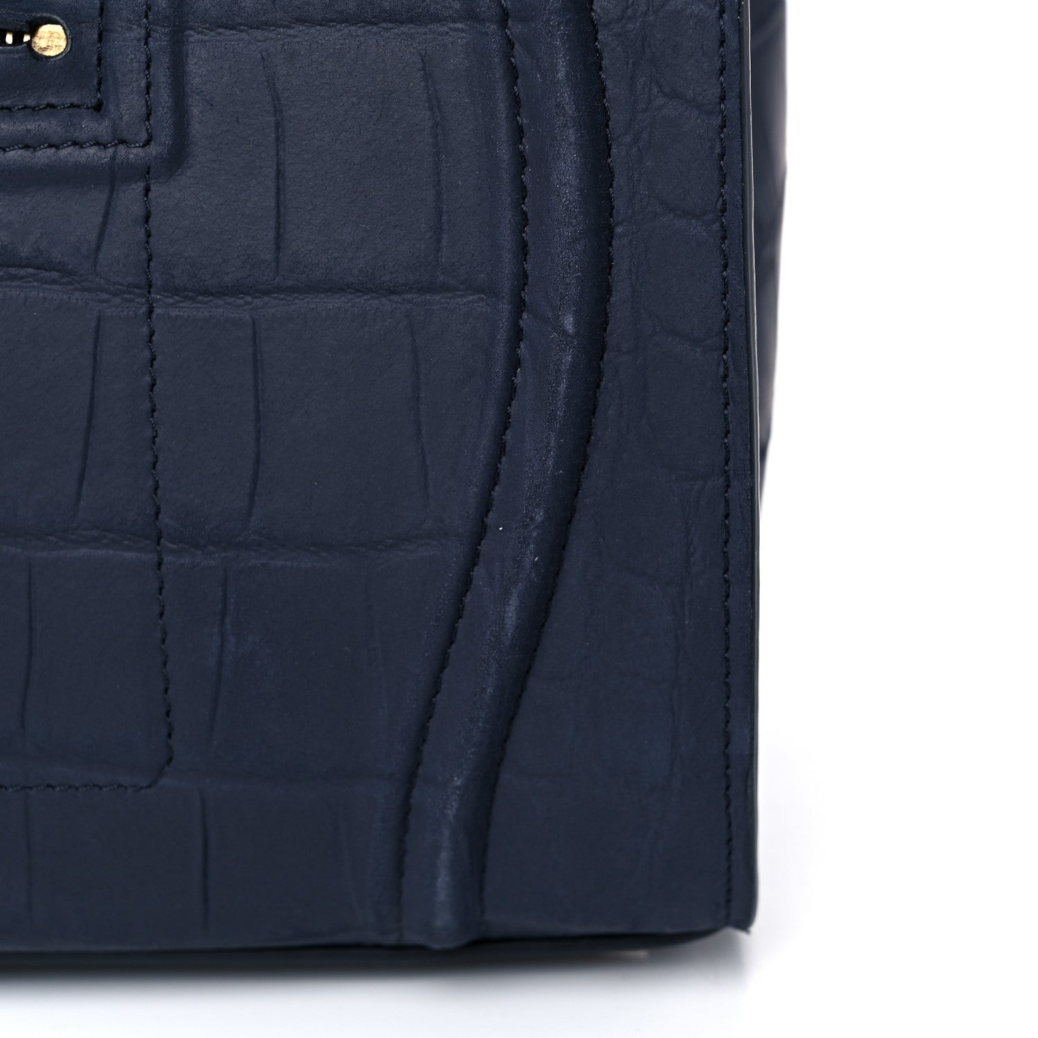Celine Crocodile Embossed Calfskin Medium Phantom Luggage Navy Blue 23 of 24