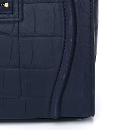 Celine Crocodile Embossed Calfskin Medium Phantom Luggage Navy Blue 23 of 24