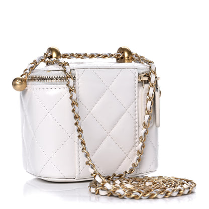 Chanel Calfskin Quilted Mini Perfect Fit Vanity Case With Chain White 3 of 15