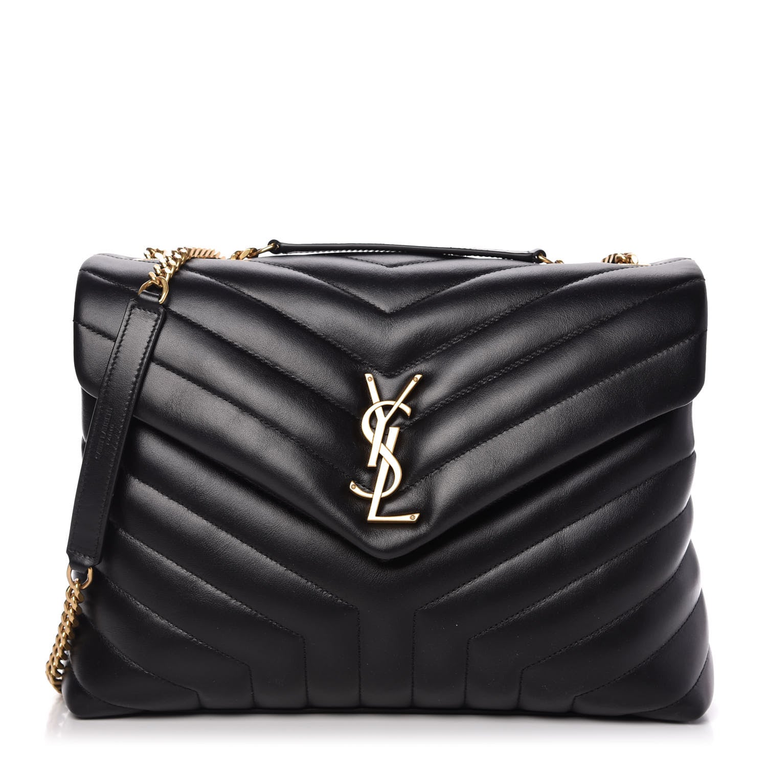 Saint Laurent Calfskin Y Quilted Monogram Medium Loulou Chain Satchel Black 1 of 9