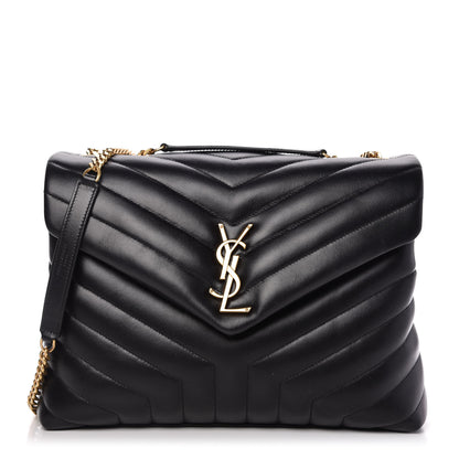 Saint Laurent Calfskin Y Quilted Monogram Medium Loulou Chain Satchel Black 1 of 9