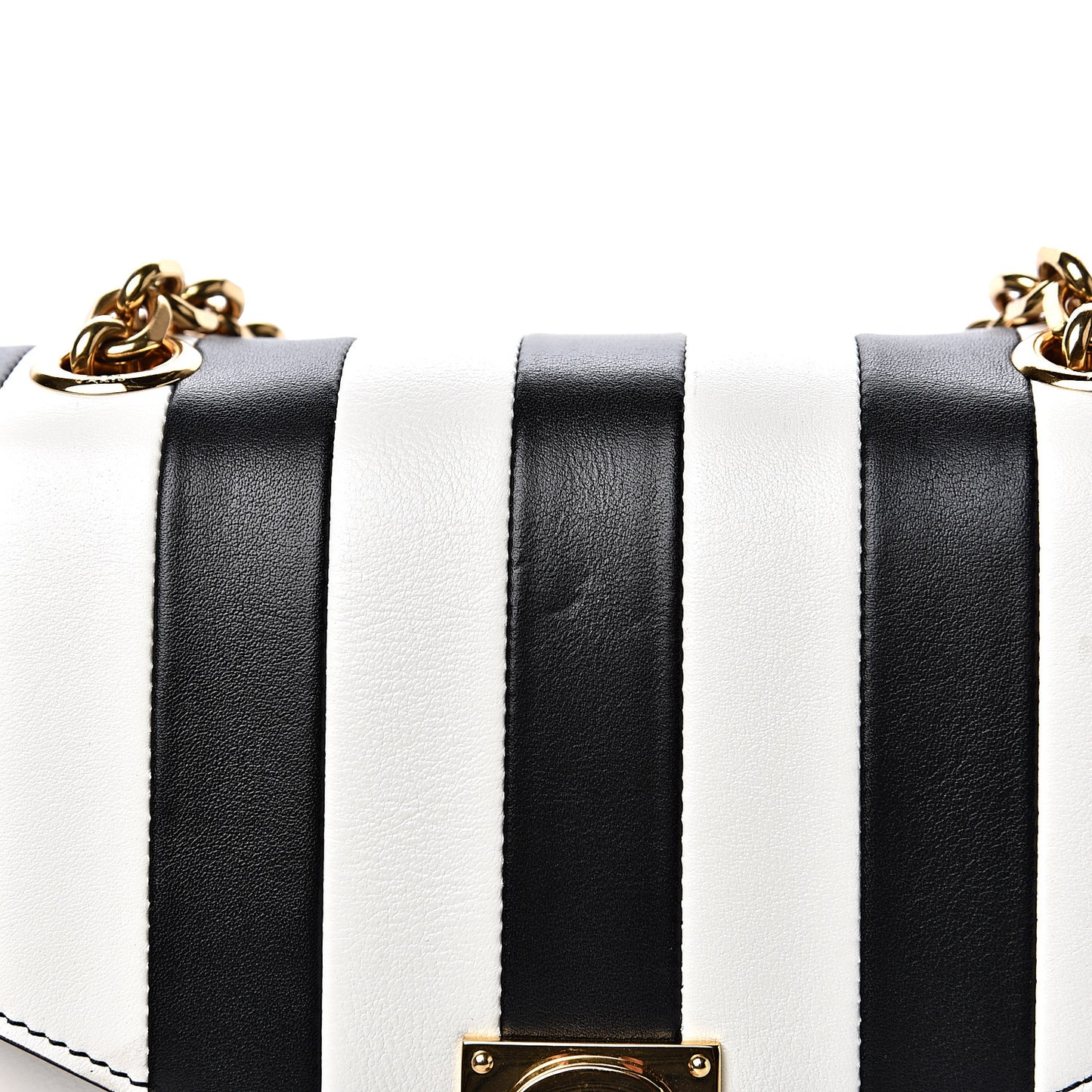 Shiny Calfskin Stripes Small C Bag Black