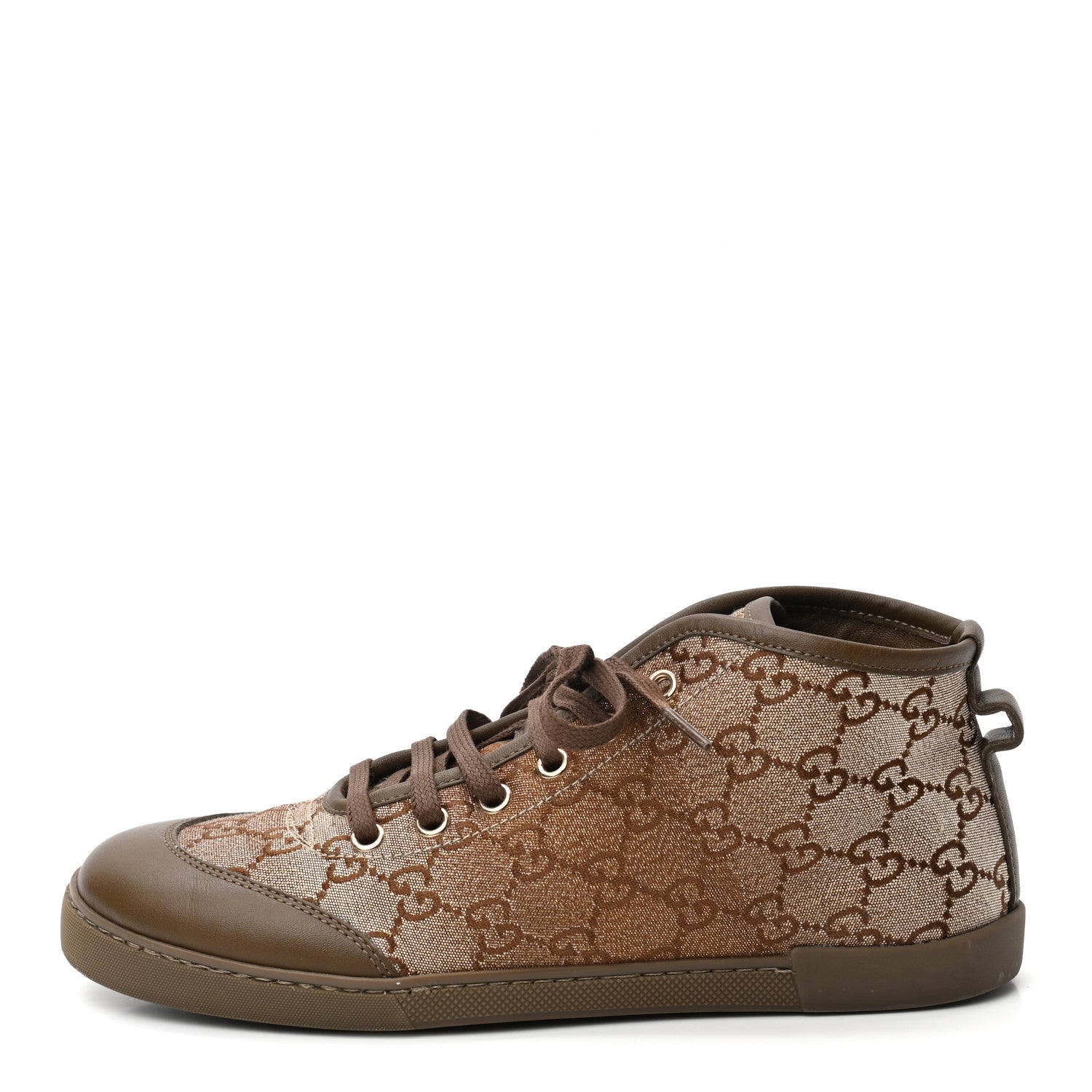 Gucci Monogram Womens High Top Sneakers 36 Ebony Gold 1 of 9