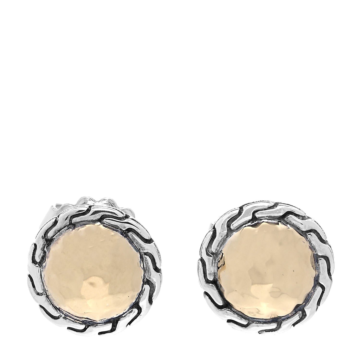 John Hardy Sterling Silver 18K Yellow Gold Palu Round Earrings 1 of 5