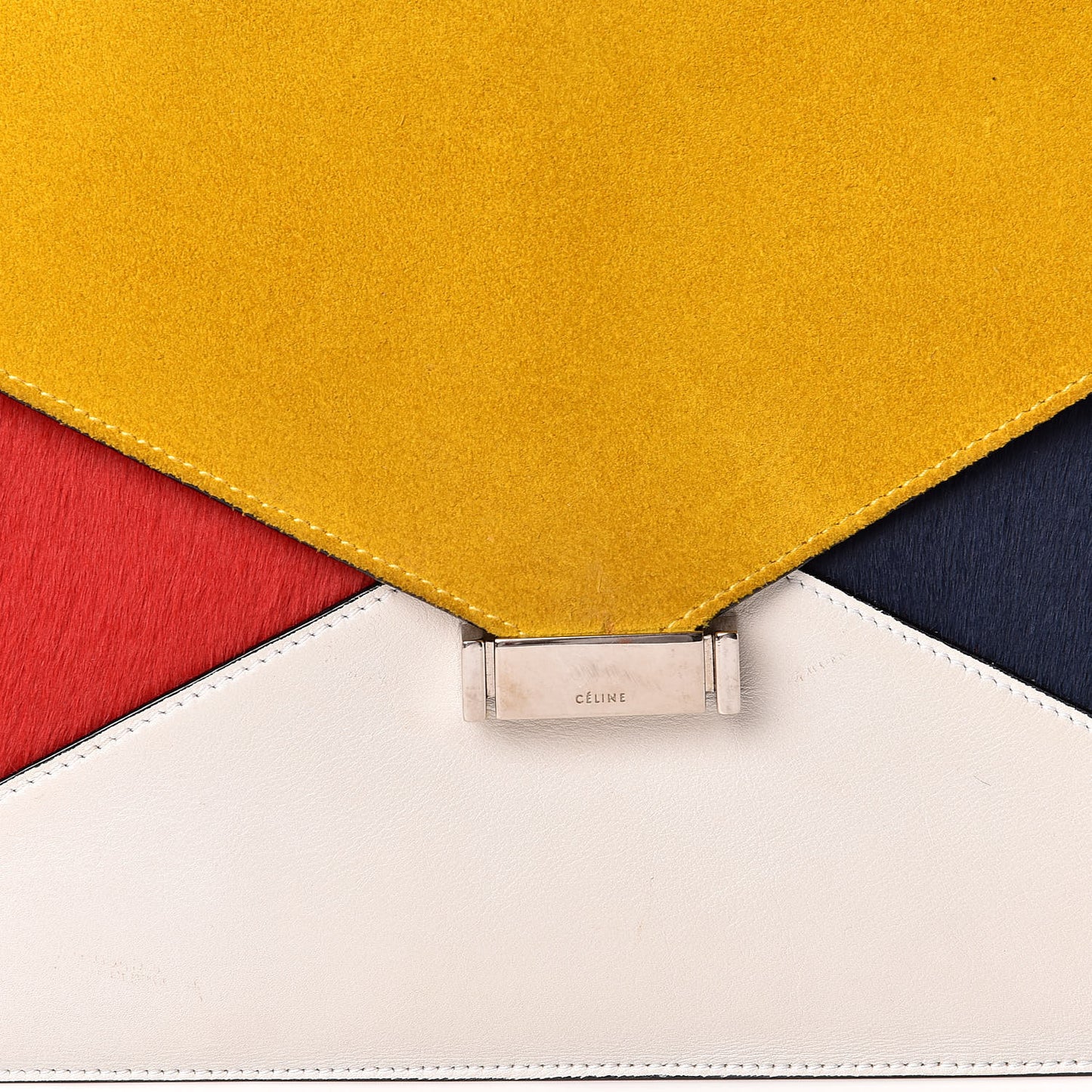 Suede Calfskin Pony Hair Medium Tri-Color Diamond Shoulder Bag Multi