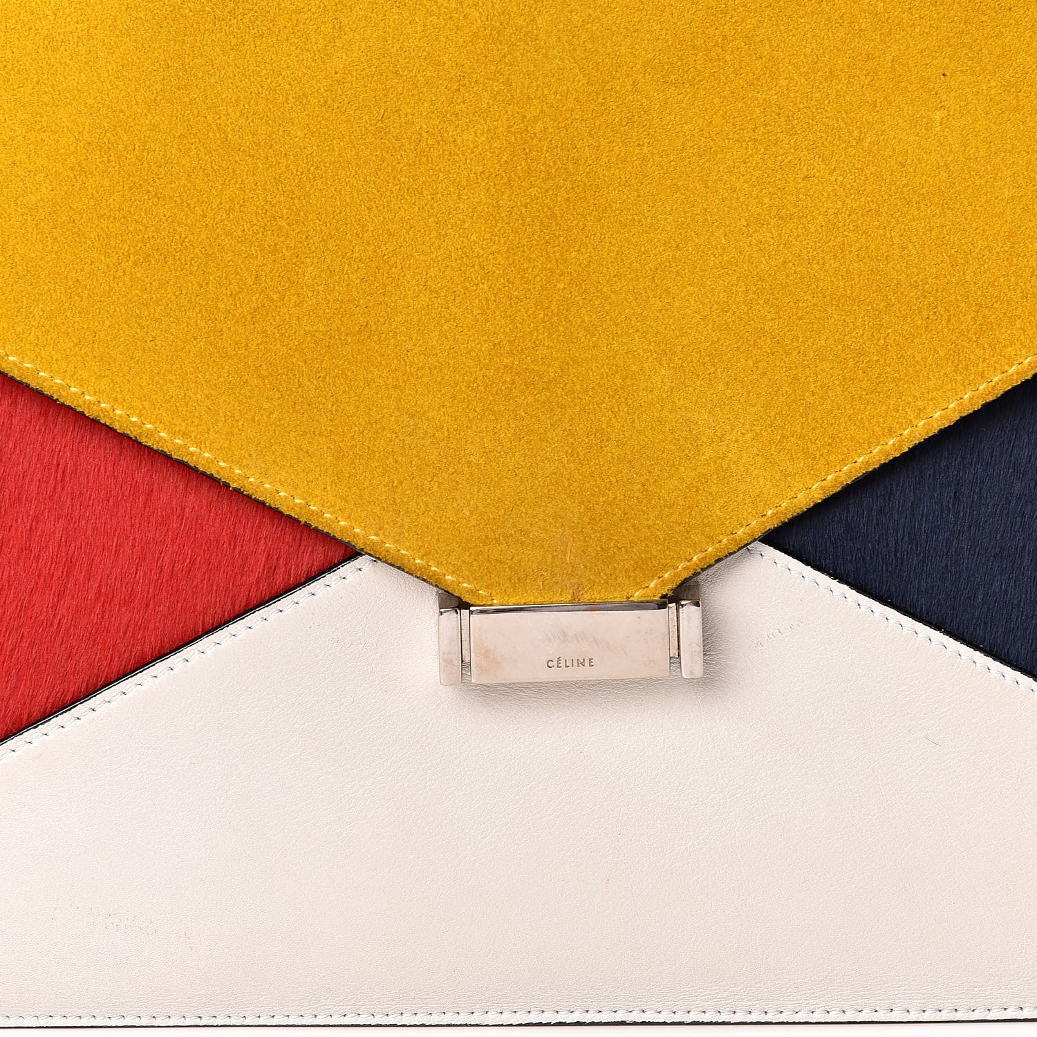 Celine Suede Calfskin Pony Hair Medium Tri-Color Diamond Shoulder Bag Multi 10 of 15