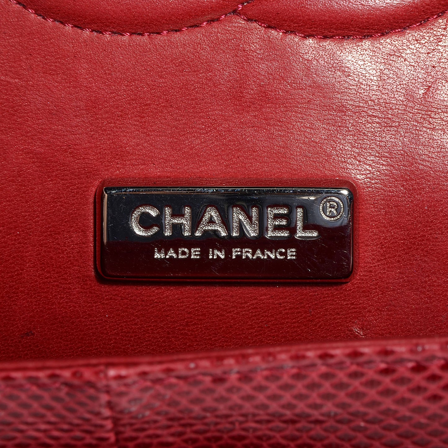 Lizard Quilted Medium Double Flap Red