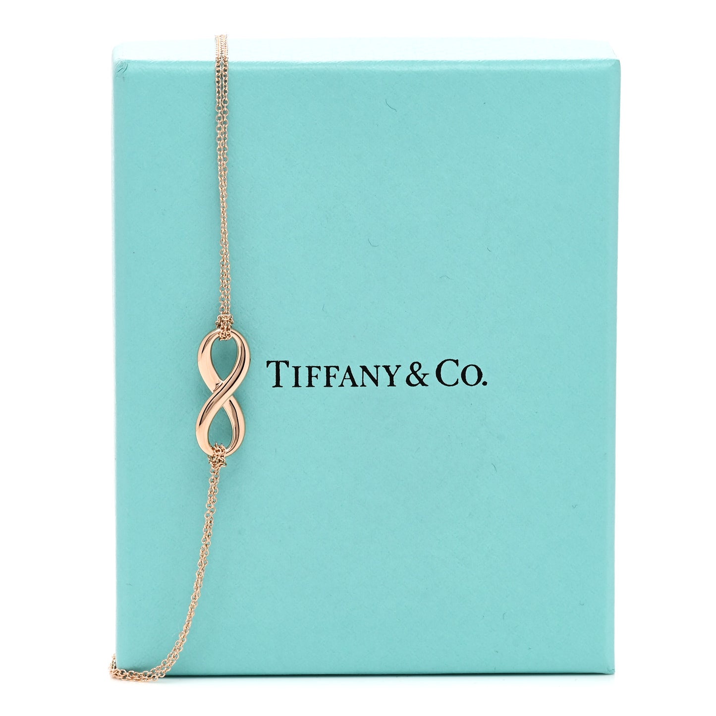 18K Rose Gold Infinity Double Chain Pendant Necklace