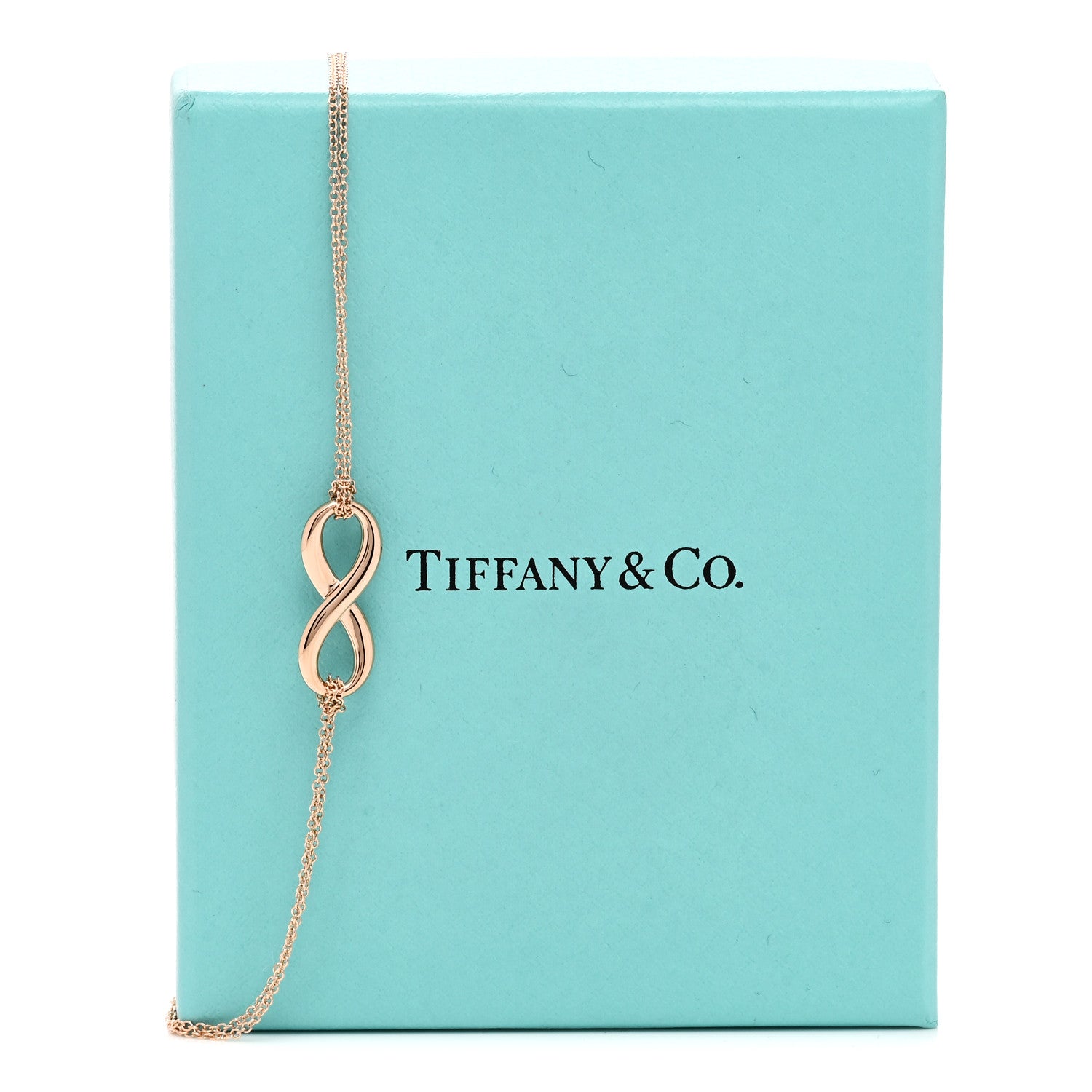 Tiffany 18K Rose Gold Infinity Double Chain Pendant Necklace 6 of 6