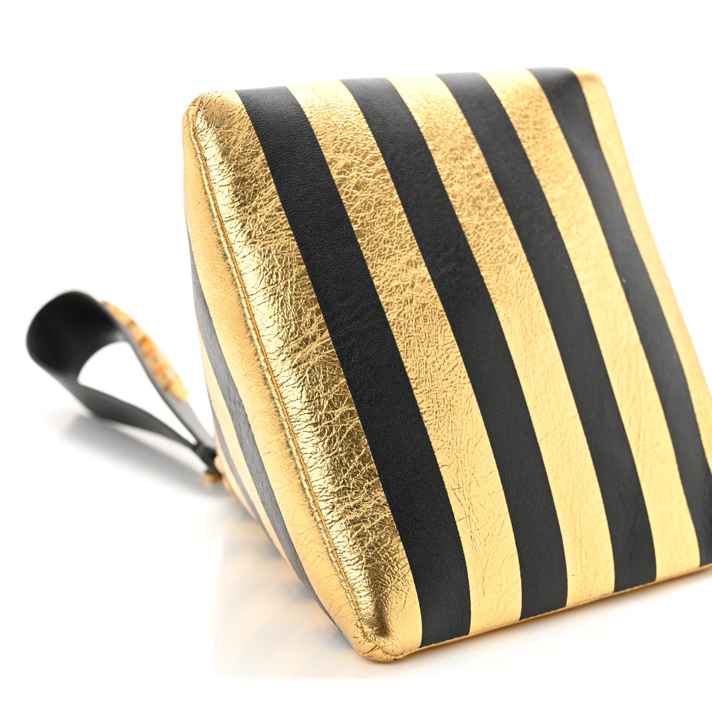 Metallic Lambskin CC Kheops Pyramid Bag Gold Black