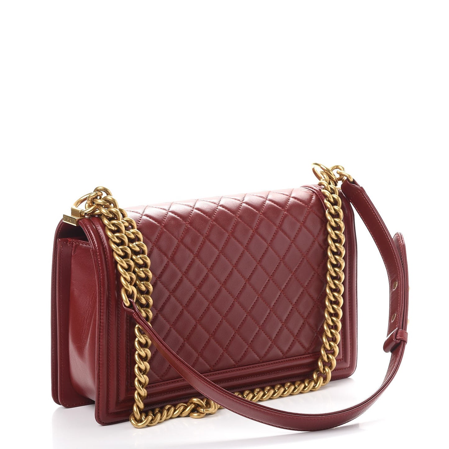 Lambskin Quilted New Medium Boy Flap Dark Red