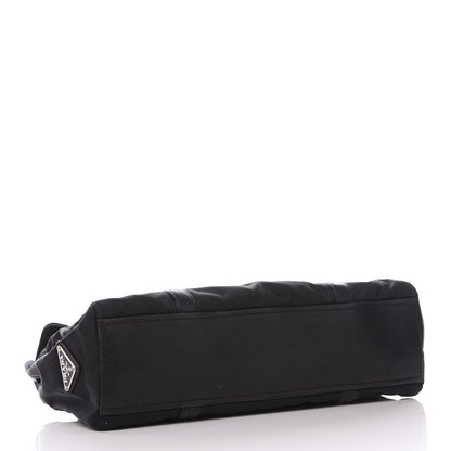 Prada Tessuto Nylon Vitello Foldover Pushlock Satchel Black 3 of 9