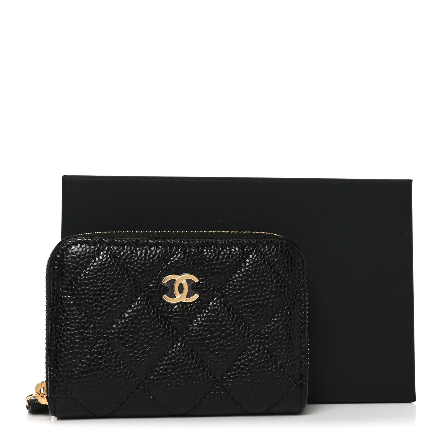 Caviar Quilted Zip Coin Purse Black