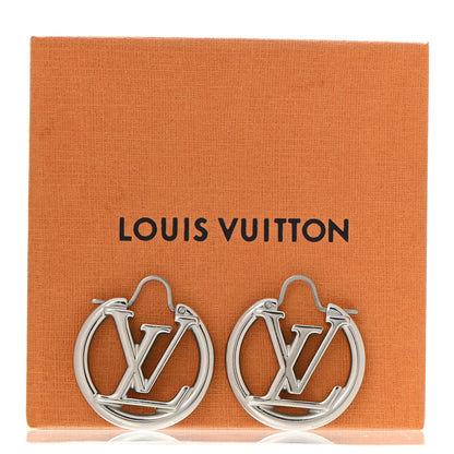 Louis Vuitton Palladium Small Louise Hoop Earrings Silver 5 of 5