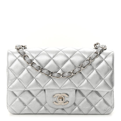Chanel Metallic Lambskin Quilted Mini Rectangular Flap Silver 1 of 11
