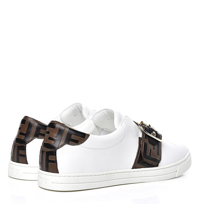 Fendi Vitello FF Embossed Womens Slip On Sneakers 41 Ultra White Maya Black 4 of 9