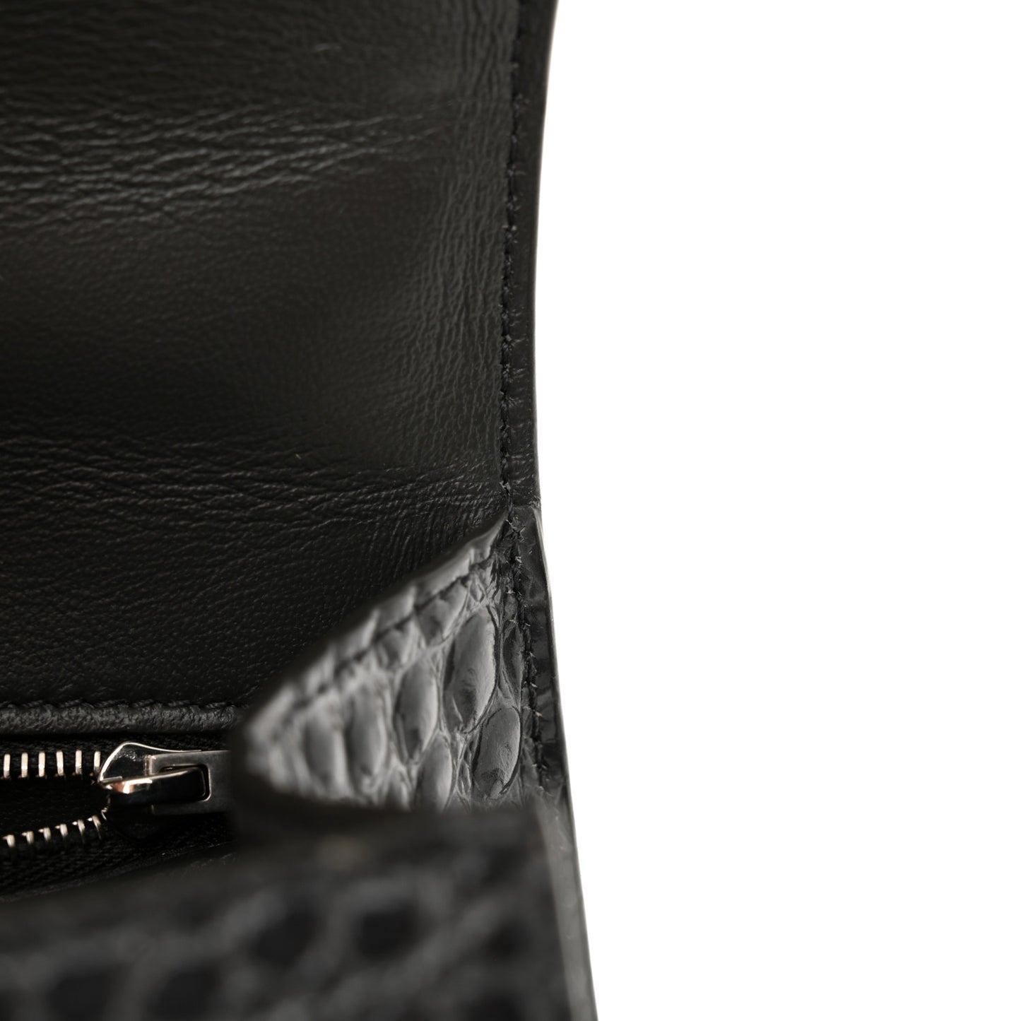 Shiny Calfskin Crocodile Embossed Small Hourglass Top Handle Bag Dark Grey