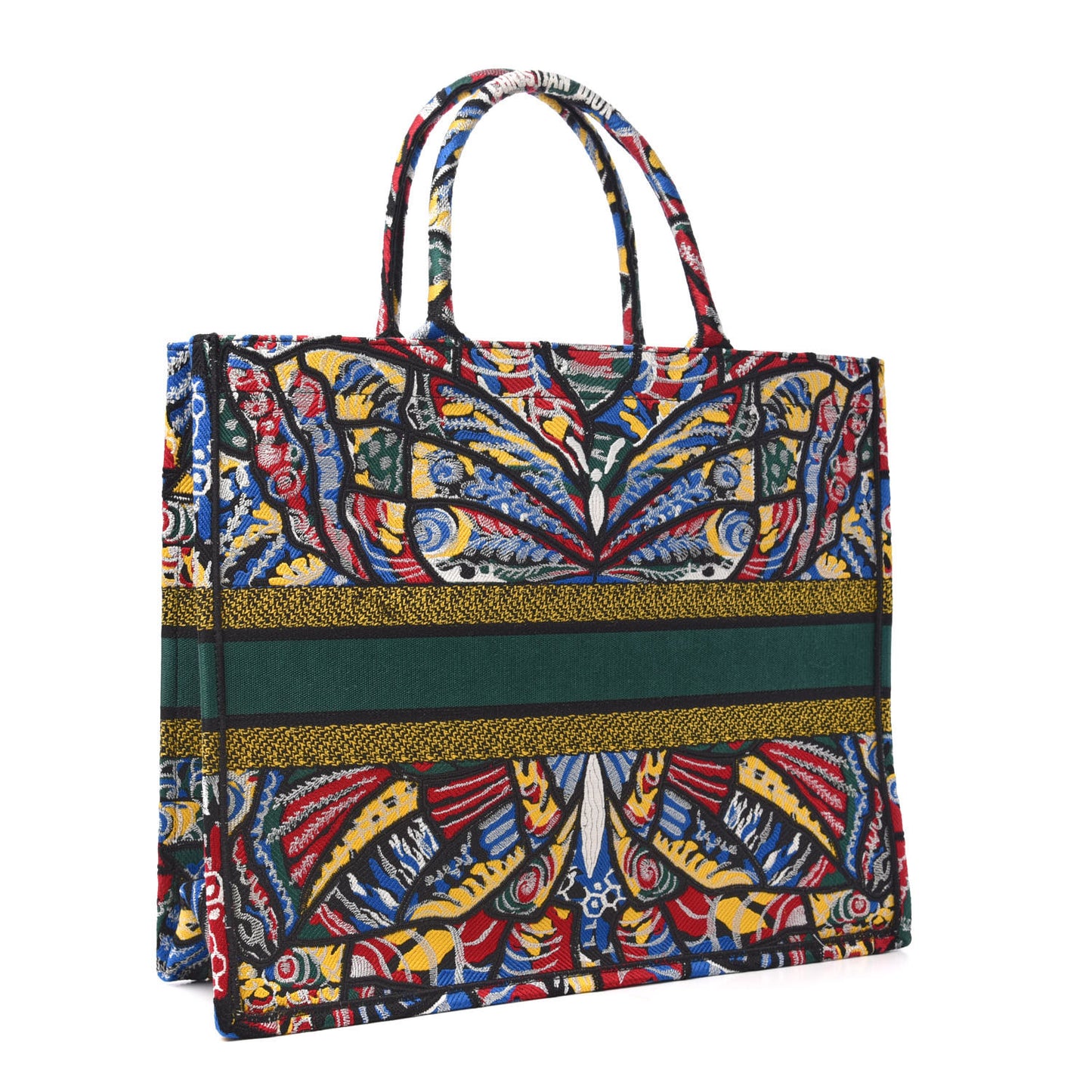 Canvas Embroidered Butterfly Book Tote Black Multicolor