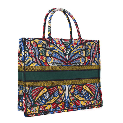 Christian Dior Canvas Embroidered Butterfly Book Tote Black Multicolor 3 of 10