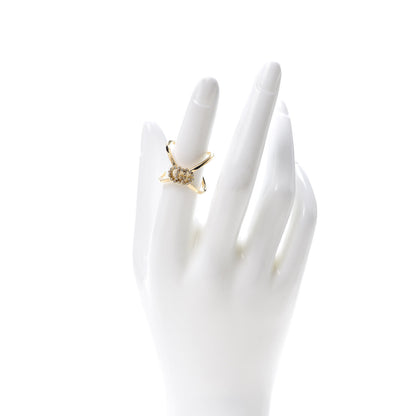 Gucci 18K Yellow Gold Diamond Running G Cross Ring 53 6.5 2 of 6