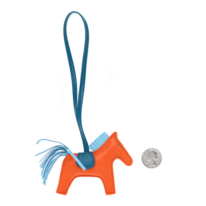 Hermes Milo Lambskin Grigri Rodeo Horse Bag Charm PM Feu Celeste Bleu Izmir 2 of 4
