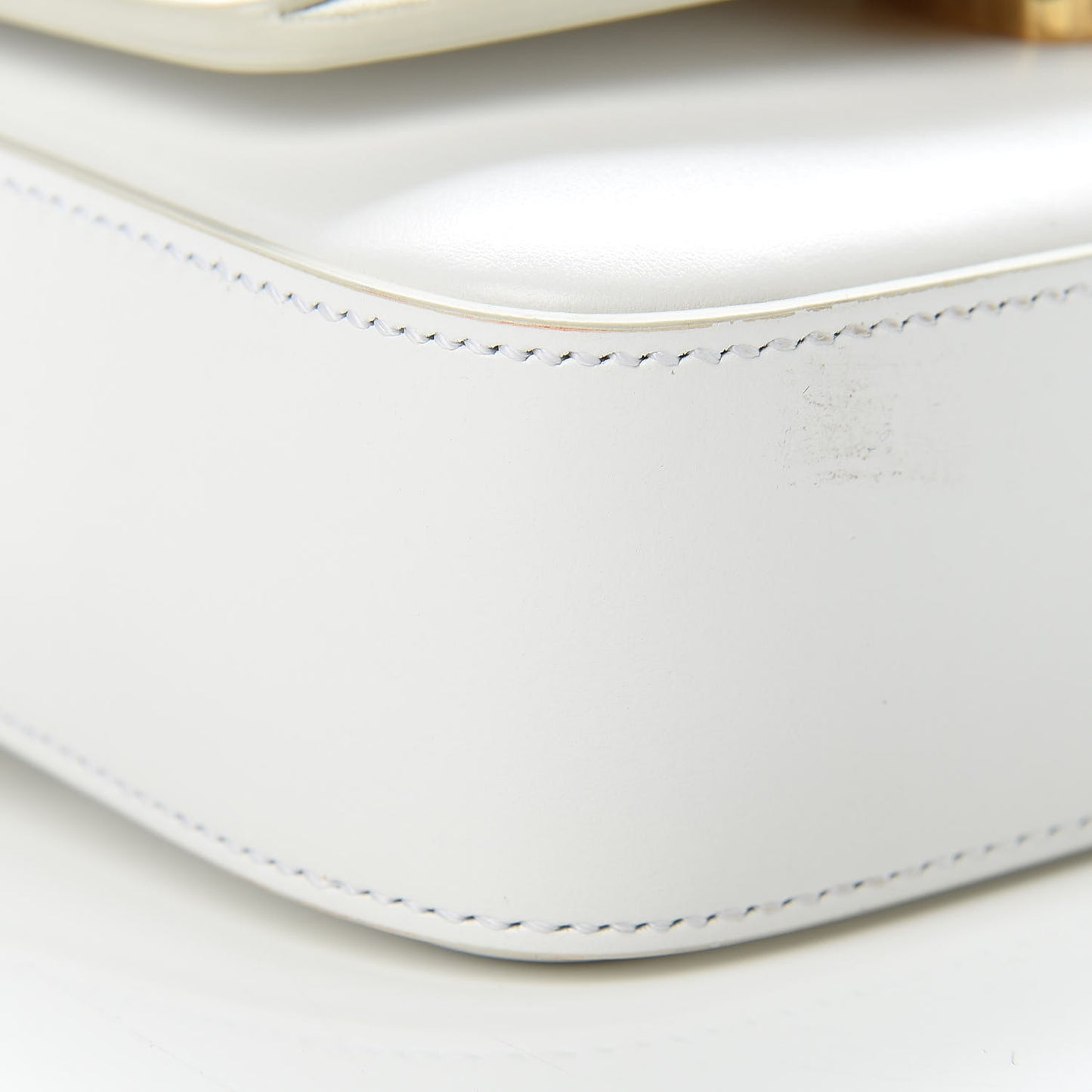 Shiny Calfskin Suede Mini C Double Carry Brilliant White